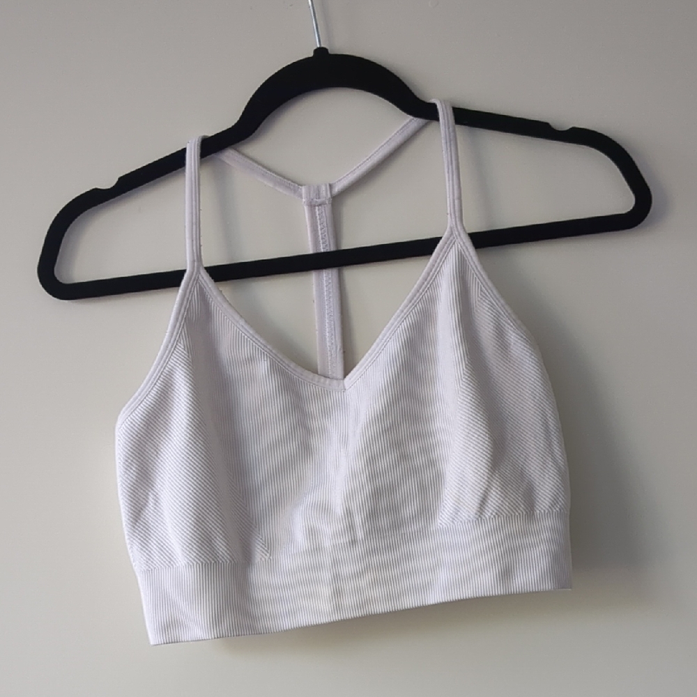 Women's White Ribbed Bralette